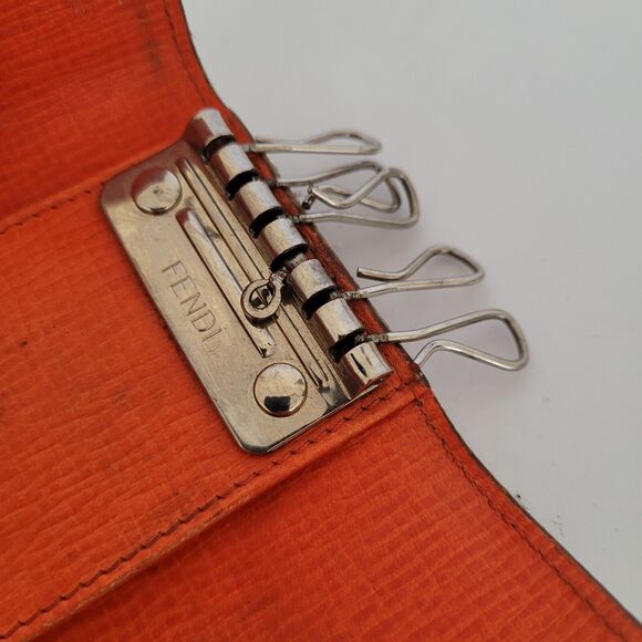 Fendi 6 Ganci Pu/Kaki Zucca Key Case Wallet Hooks Canvas Leather Wallet Folding - Picture 6 of 11